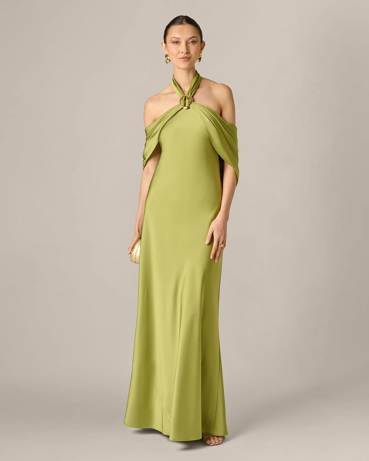 halter neck a-line maxi mother of the bride dress - image 1
