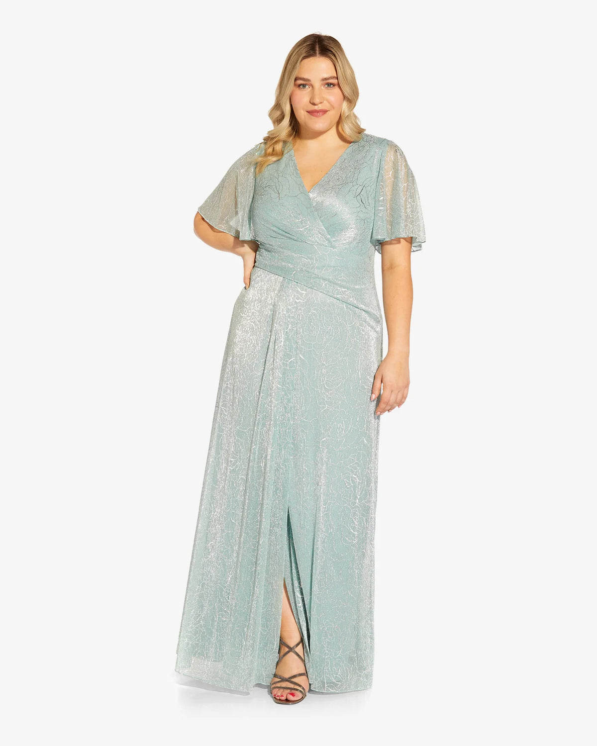 v neck fit-and-flare floor-length mother of the bride dress - image 1