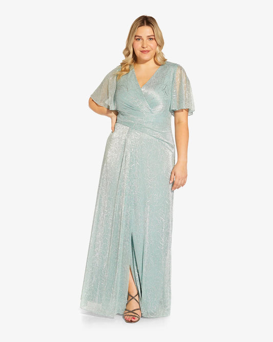 v neck fit-and-flare floor-length mother of the bride dress - image 1