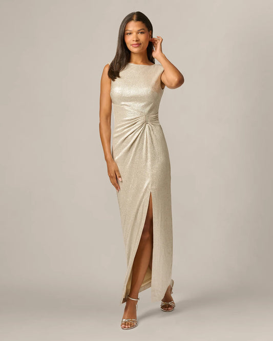 spaghetti strap sheath maxi mother of the bride dress - image 1