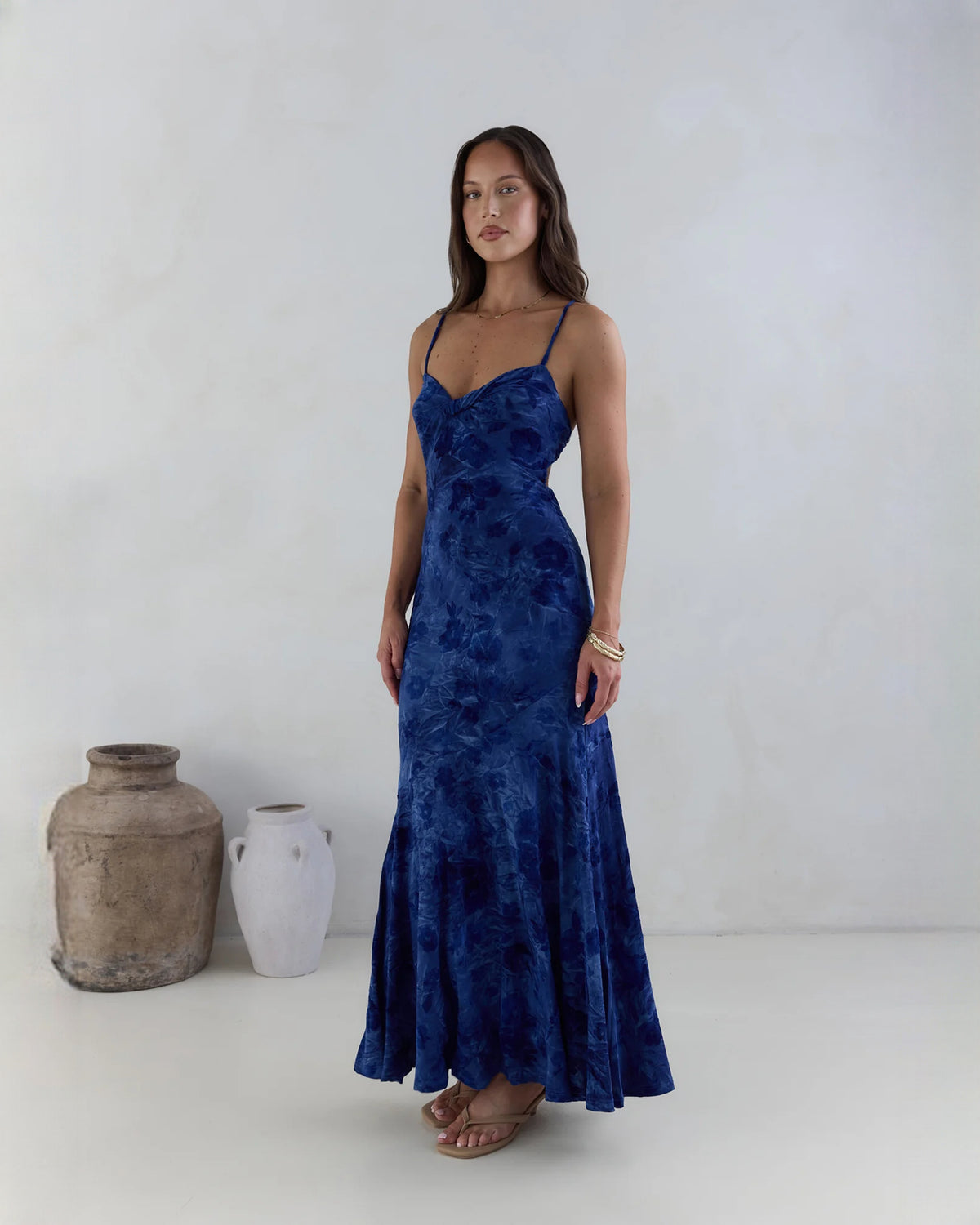 sleeveless mesh a-line maxi bridesmaid dress - image 1
