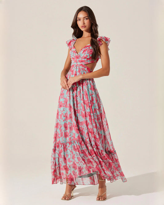 sleeveless chiffon a-line maxi bridesmaid dress - image 1