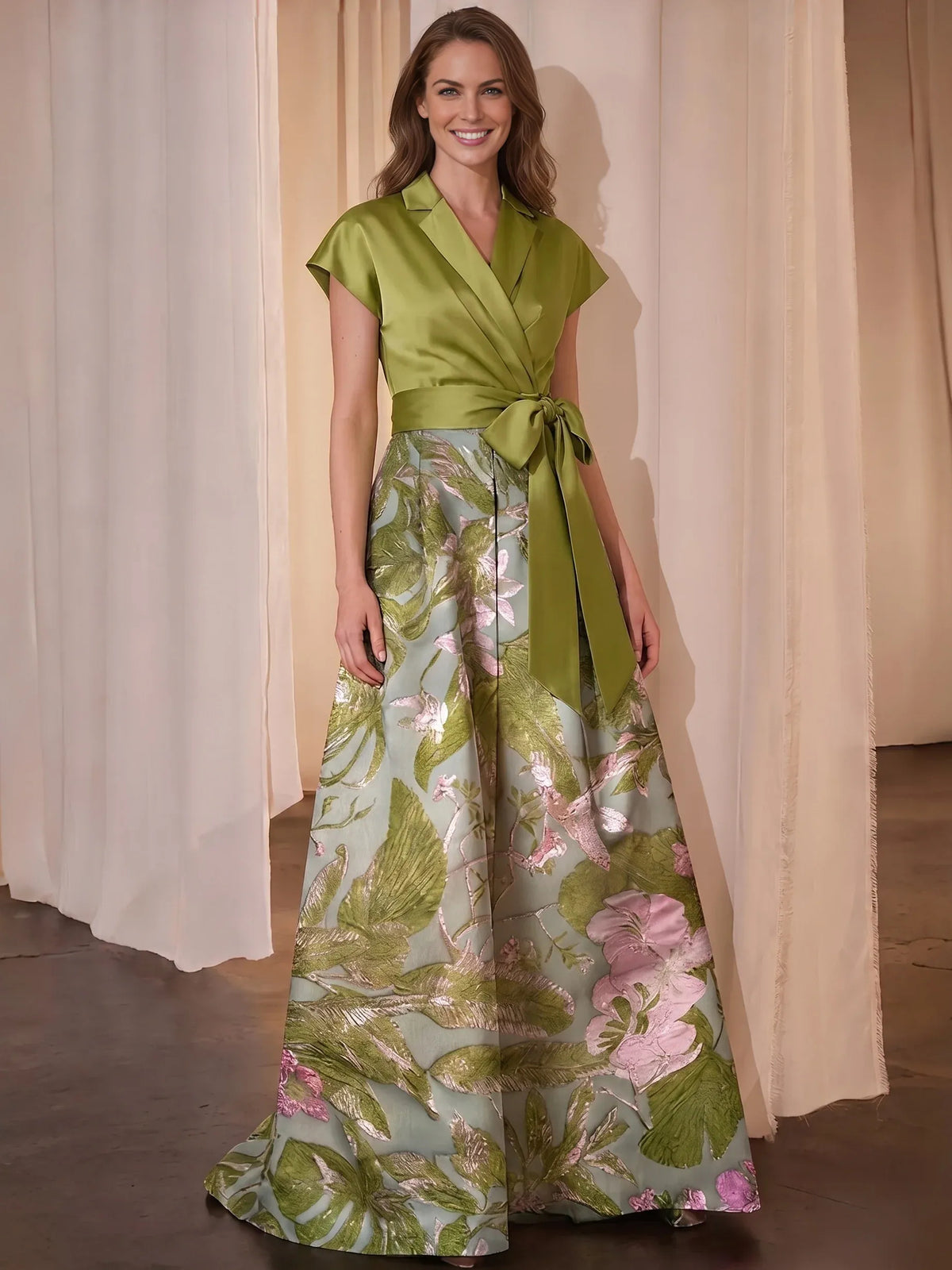 As Picture short mother of the bride dress, front view showing the a-line silhouette