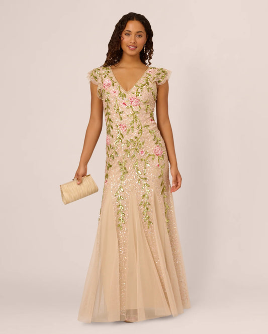 v neck mermaid floor-length mother of the bride dress - image 1