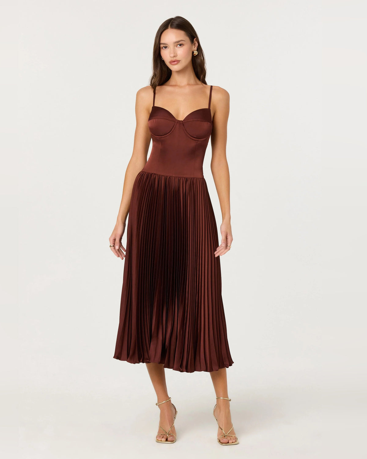 spaghetti strap a-line midi formal dress - image 1