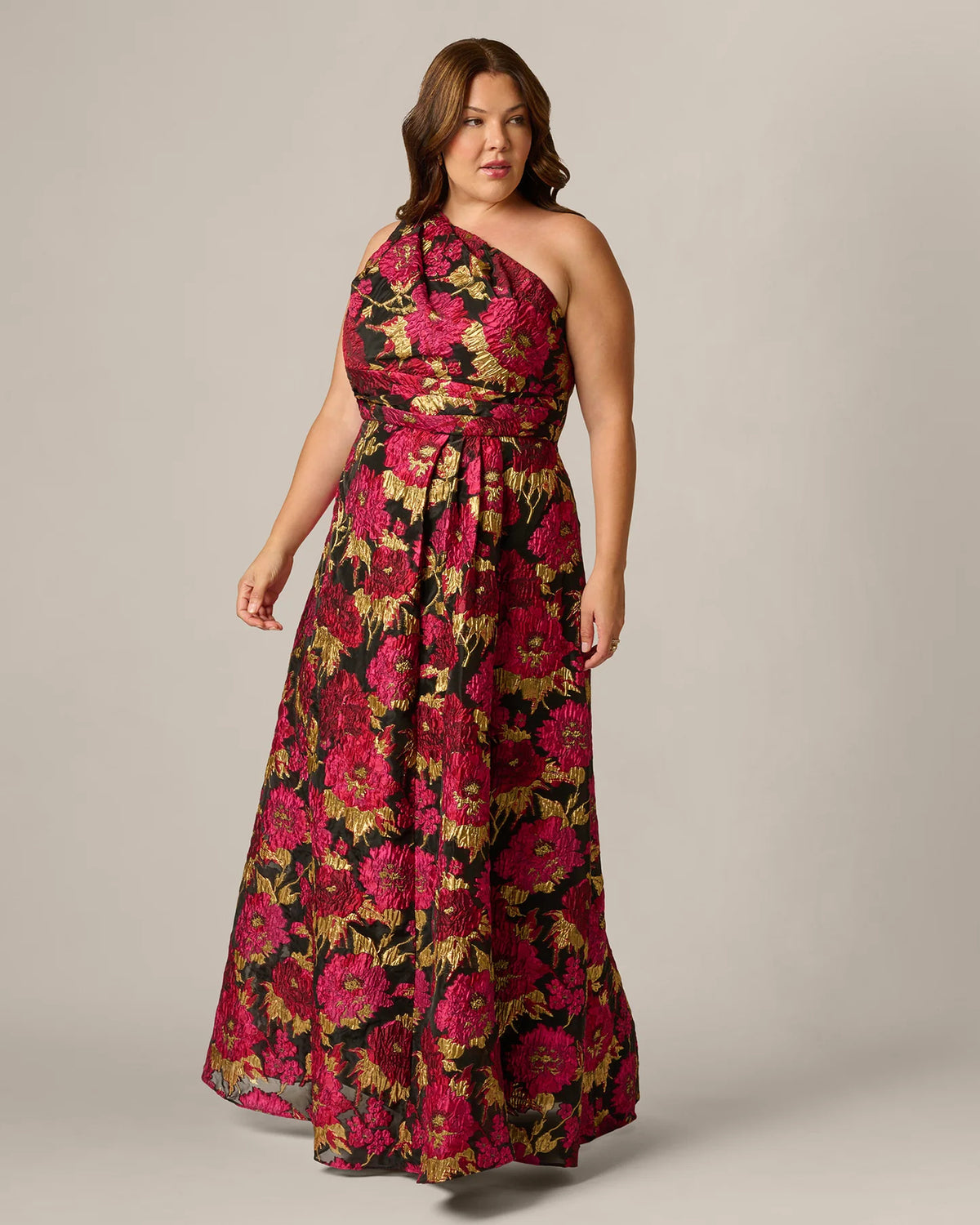 one-shoulder a-line maxi mother of the bride dress - image 1
