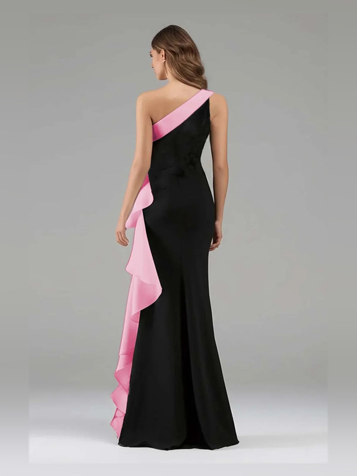 Black & White floor-length prom dress, front view showing the mermaid silhouette