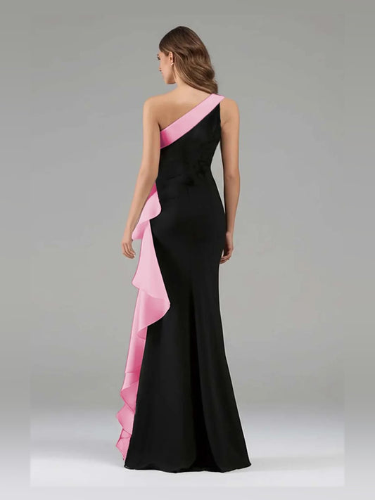 Black & White floor-length prom dress, front view showing the mermaid silhouette