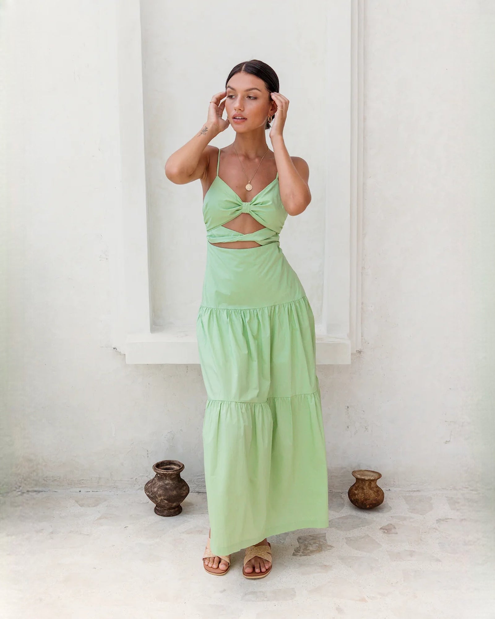 sleeveless chiffon a-line maxi bridesmaid dress - image 1