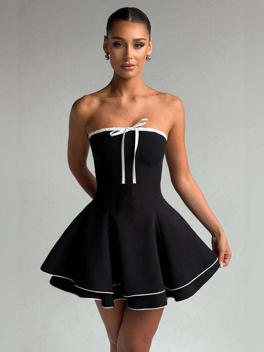 White mini homecoming dress, front view showing the silhouette