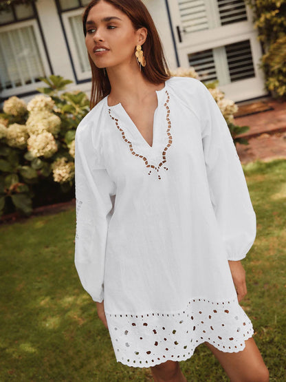 White mini homecoming dress, front view showing the silhouette