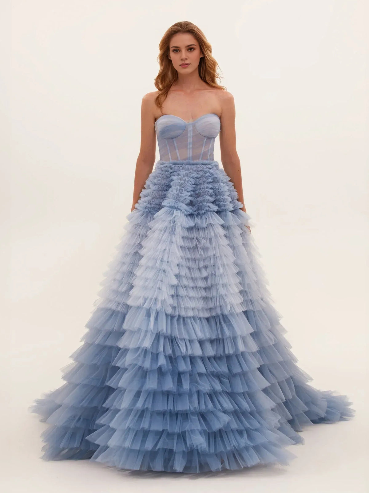 As Picture floor-length prom dress, front view showing the ball-gown silhouette
