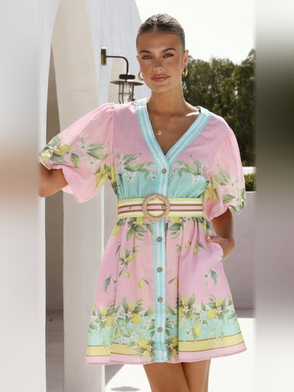 Rosé Lemonade mini homecoming dress, front view showing the silhouette