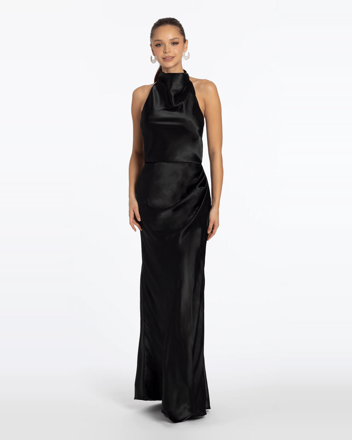 cowl neck column maxi prom dress - image 1