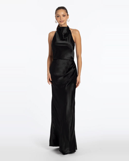 cowl neck column maxi prom dress - image 1