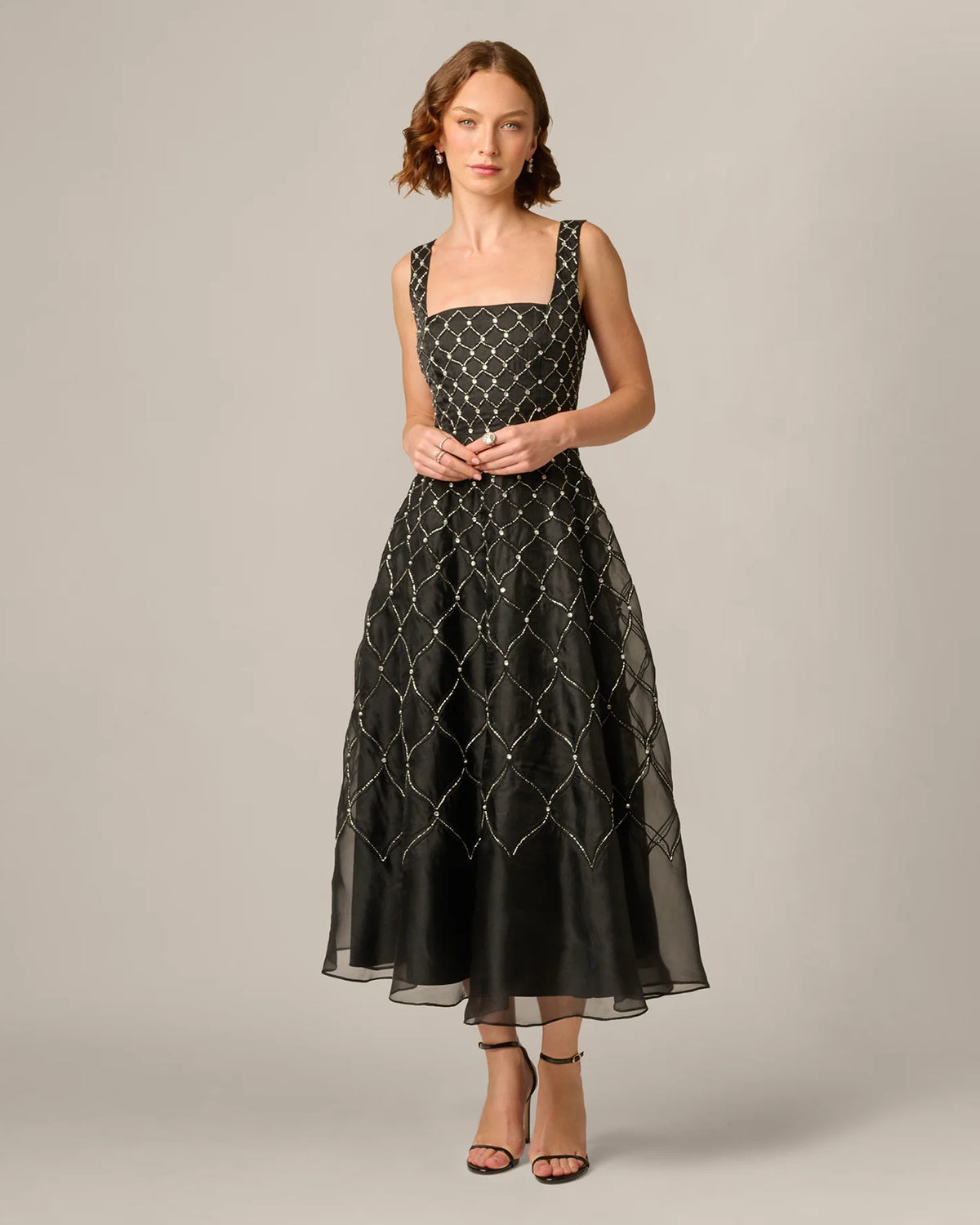 square neck a-line maxi mother of the bride dress - image 1