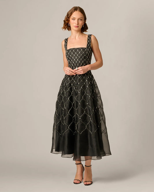 square neck a-line maxi mother of the bride dress - image 1