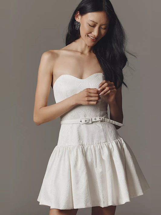 Orange mini homecoming dress, front view showing the silhouette