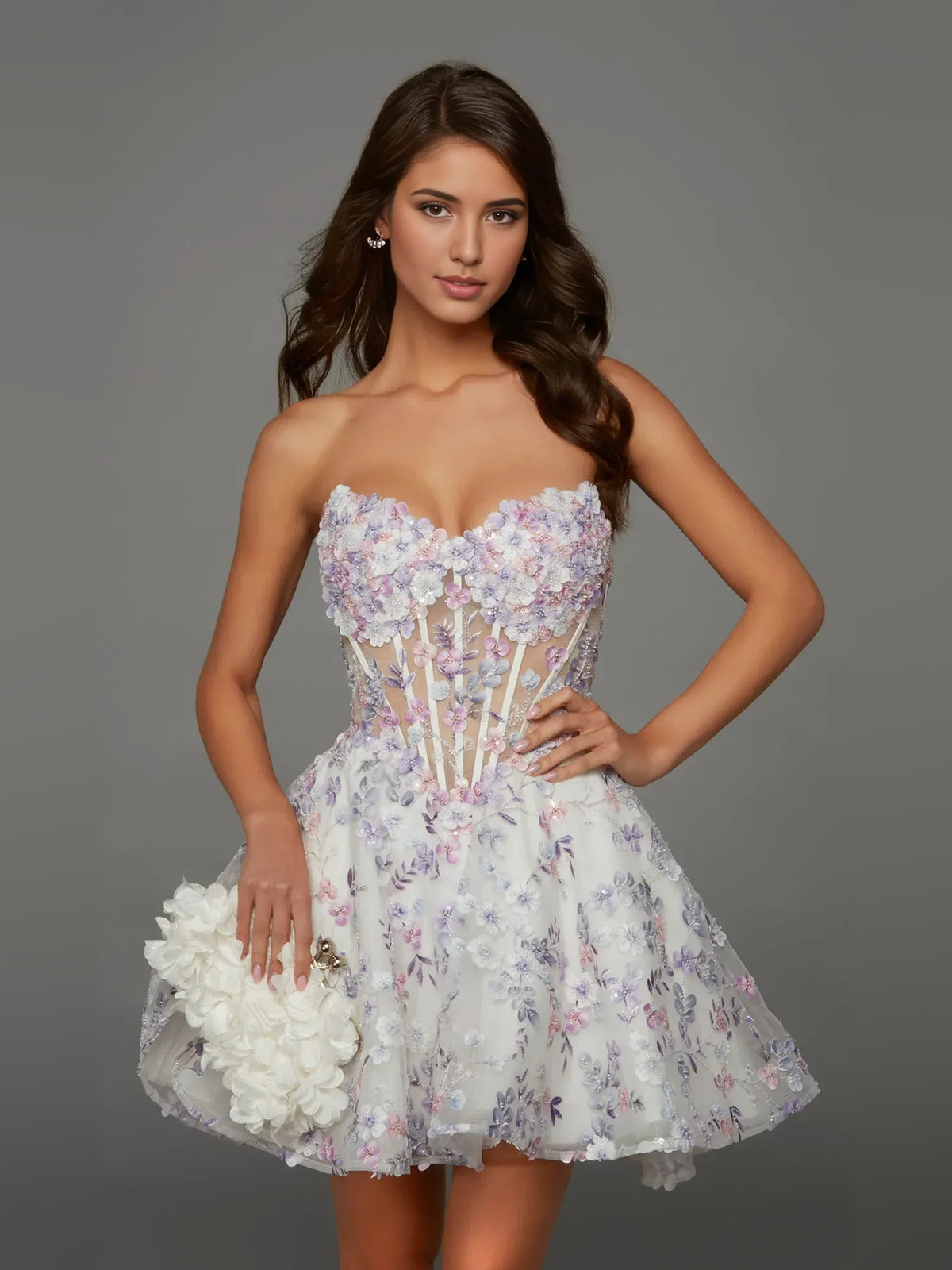 As Picture mini homecoming dress, alternate view showing the full-length silhouette