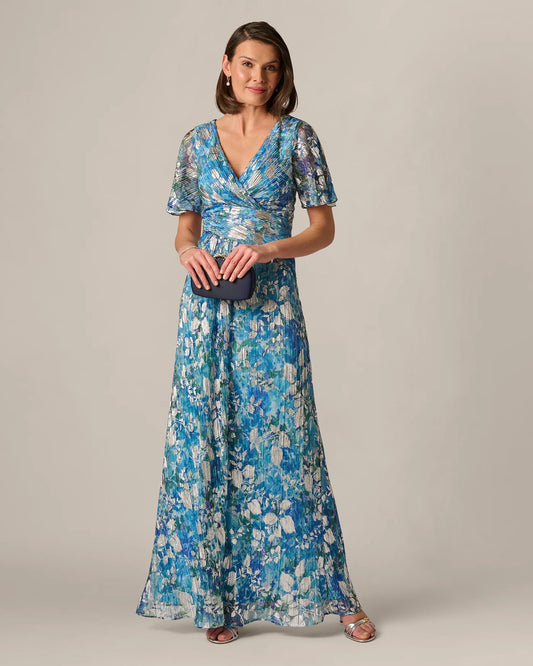 flutter-sleeve a-line maxi mother of the bride dress - image 1