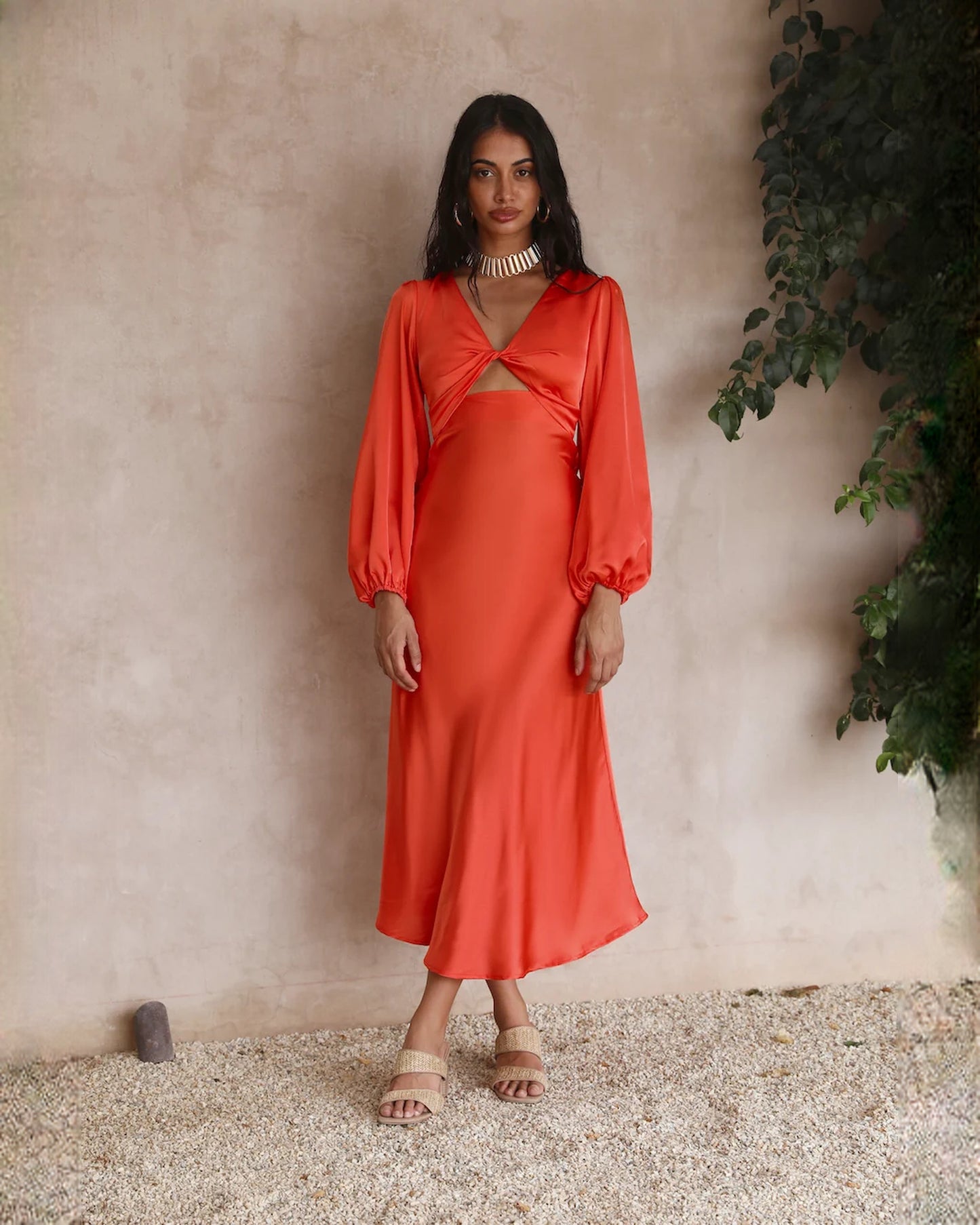 sleeveless satin a-line maxi bridesmaid dress - image 1