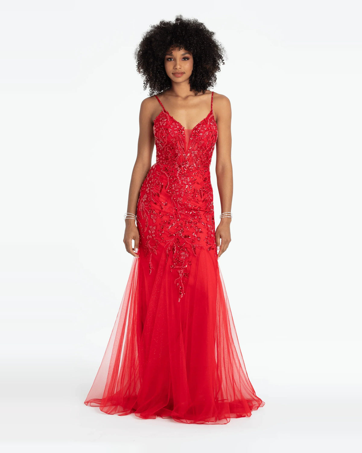 plunging neckline mermaid floor-length prom dress - image 1