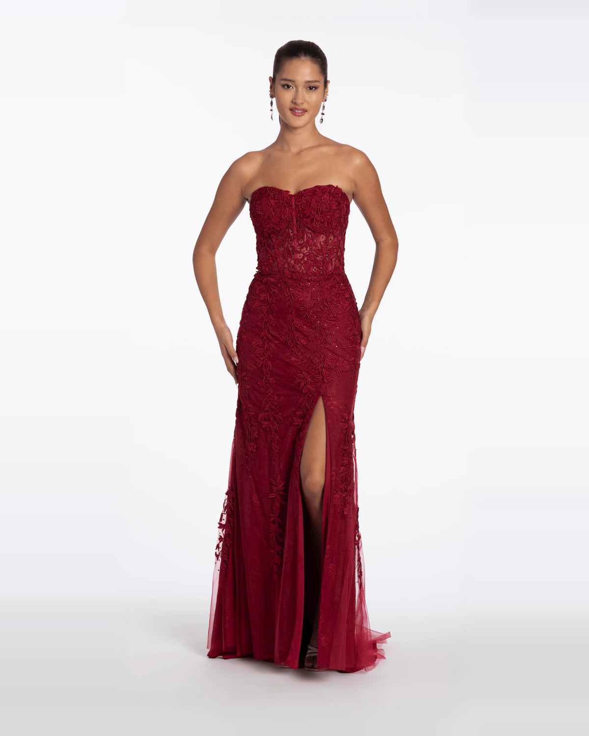 strapless column maxi prom dress - image 1