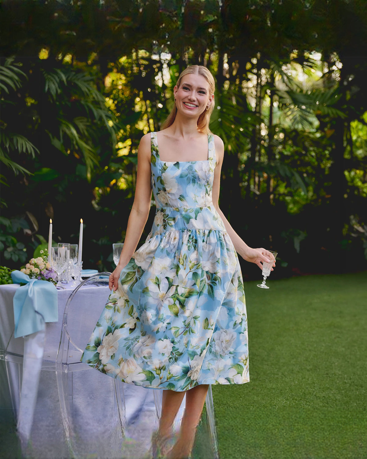 square neck a-line maxi mother of the bride dress - image 1