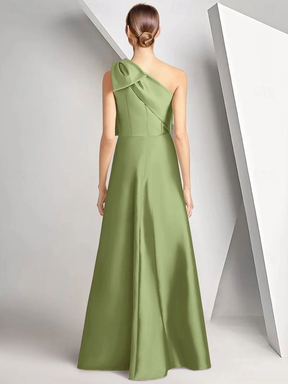 Sage Green maxi prom dress, front view showing the mermaid silhouette