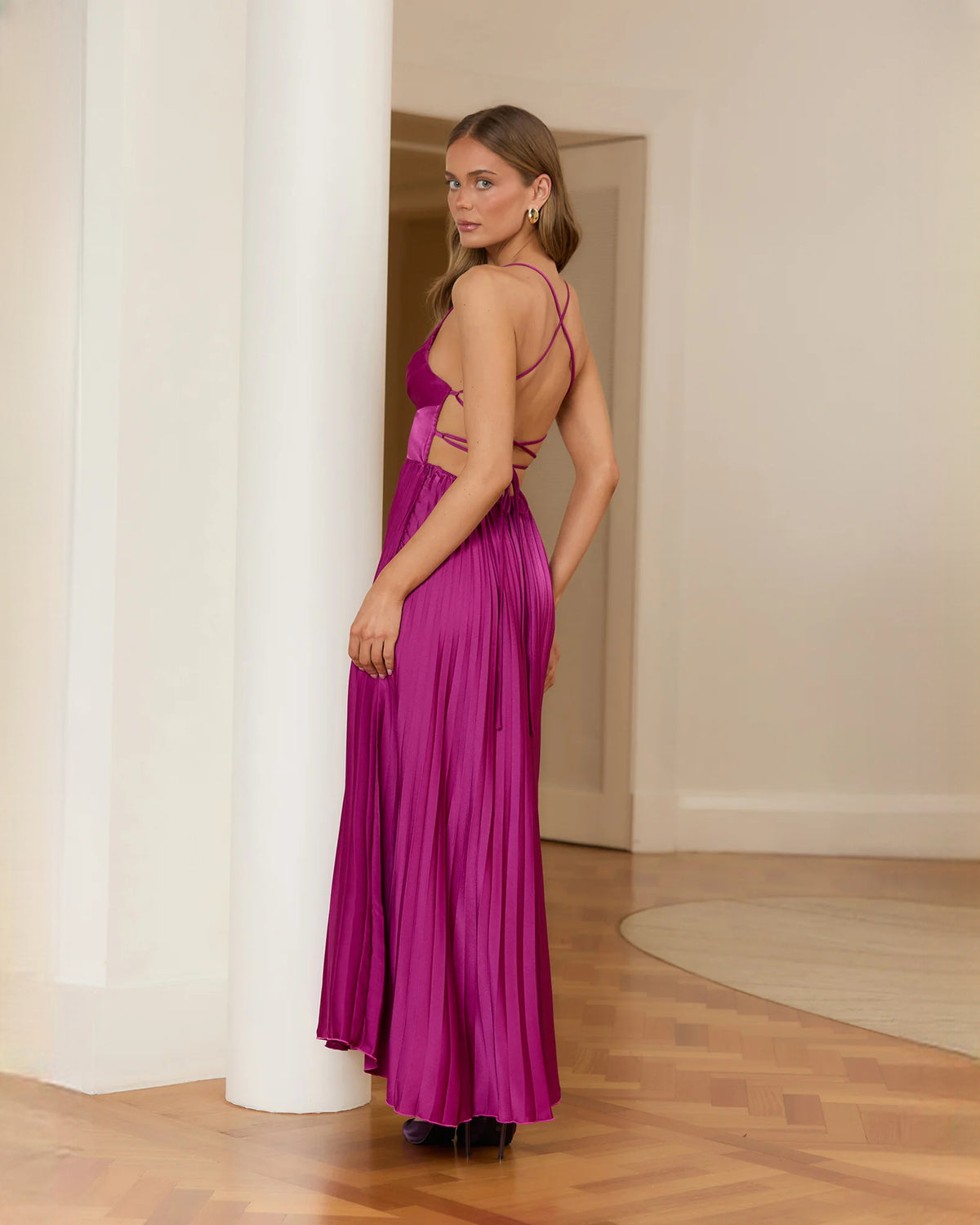 sleeveless chiffon a-line maxi bridesmaid dress - image 1