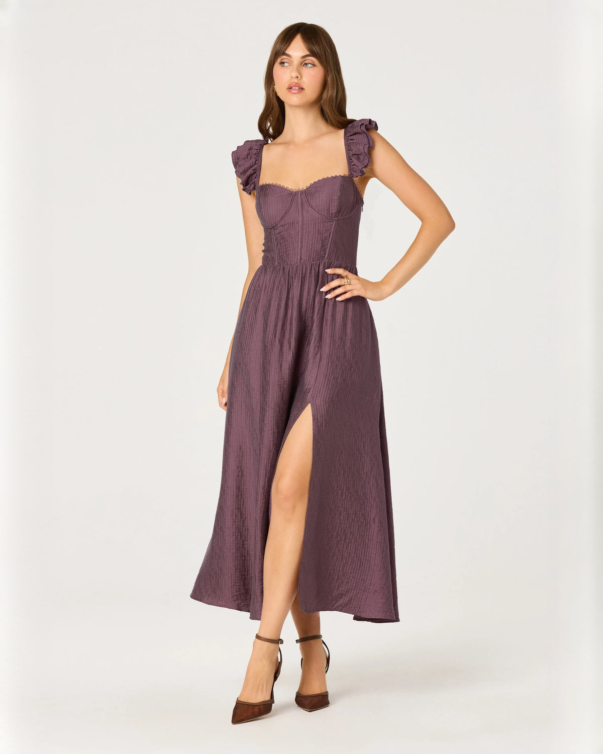 sweetheart structured satin a-line midi bridesmaid dress - image 1