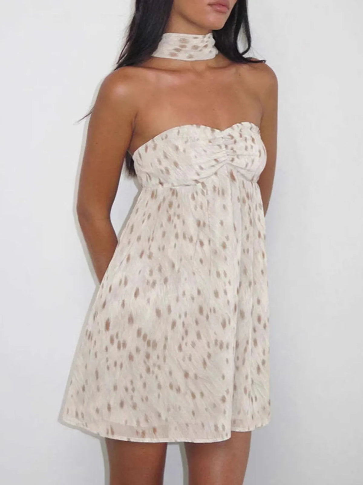 Orange mini homecoming dress, front view showing the silhouette