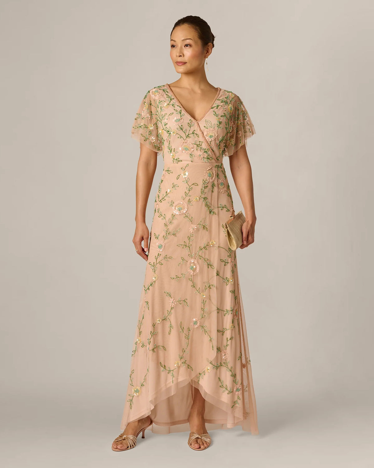 flutter-sleeve a-line maxi mother of the bride dress - image 1