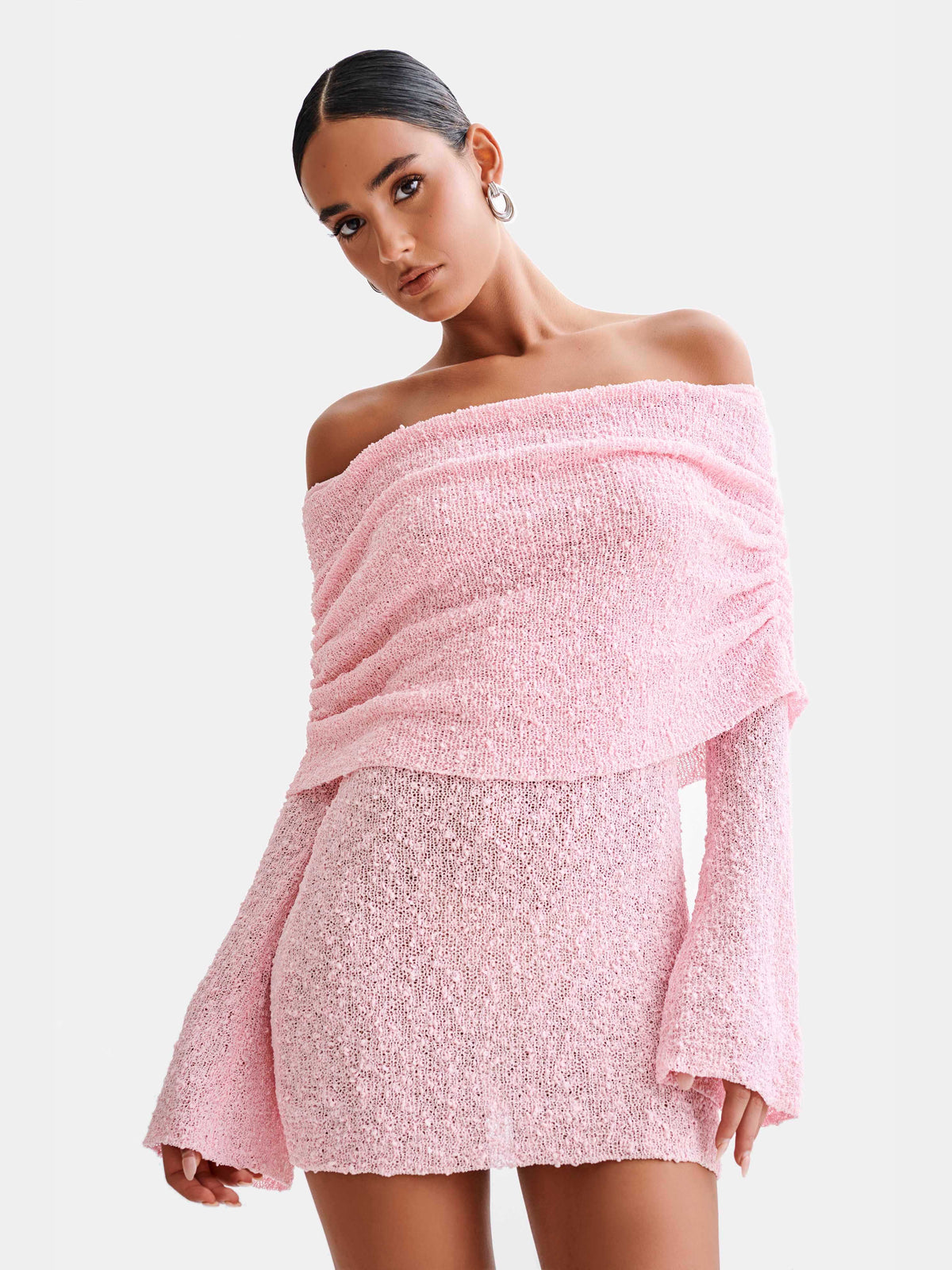 Baby Pink mini homecoming dress, front view showing the silhouette