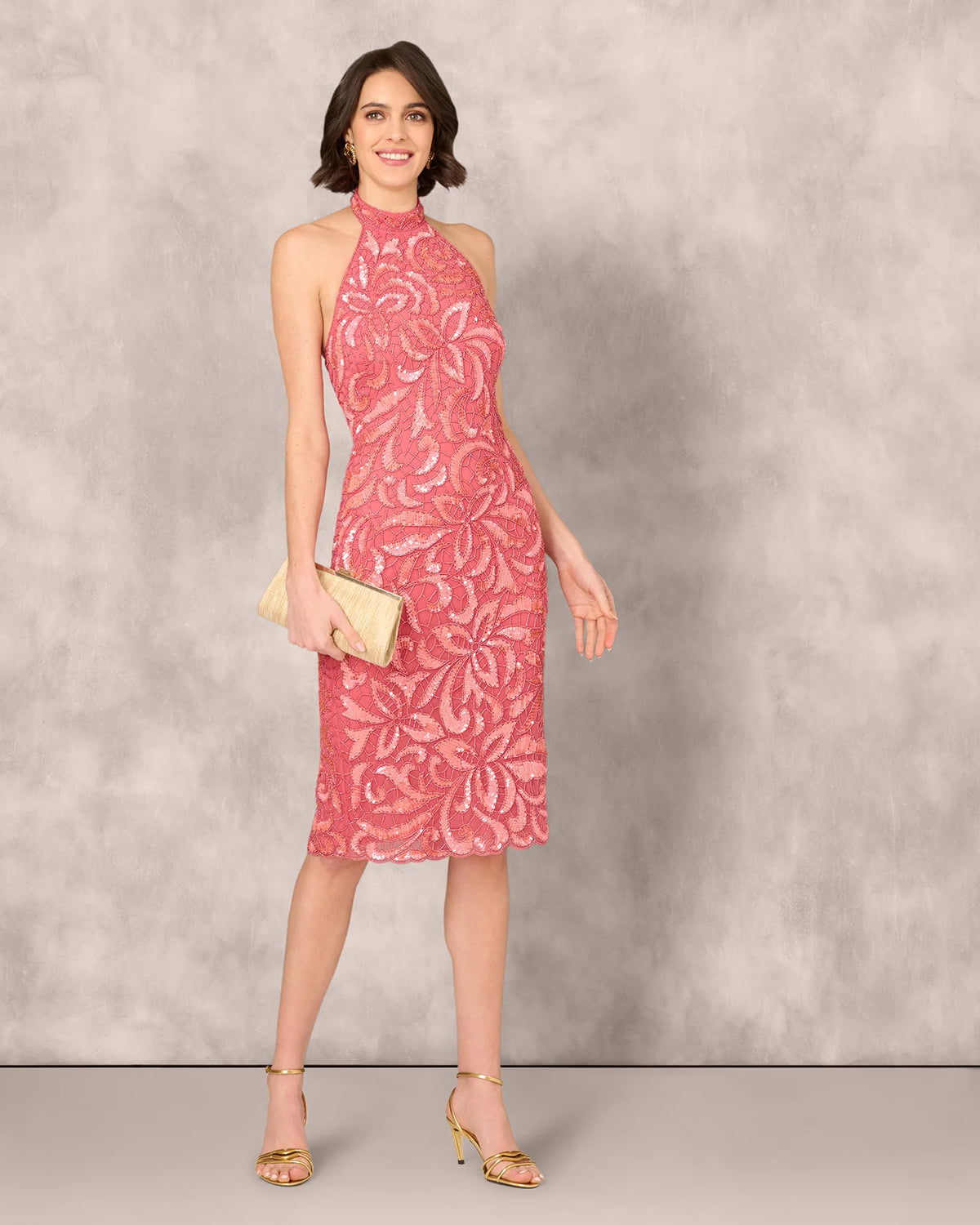 halter neck sheath midi mother of the bride dress - image 1