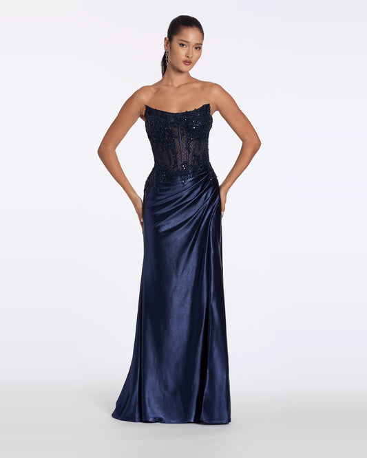 strapless trumpet maxi prom dress - image 1
