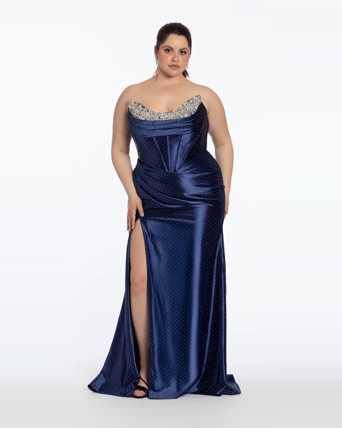 strapless column maxi prom dress - image 1