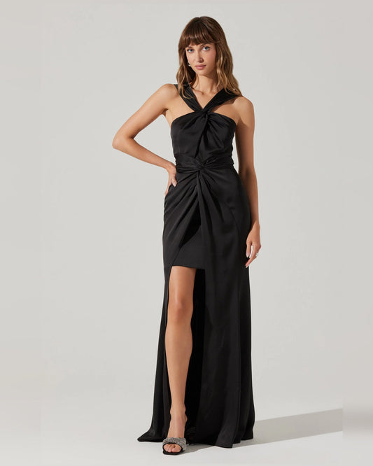 halter neck a-line maxi formal dress - image 1