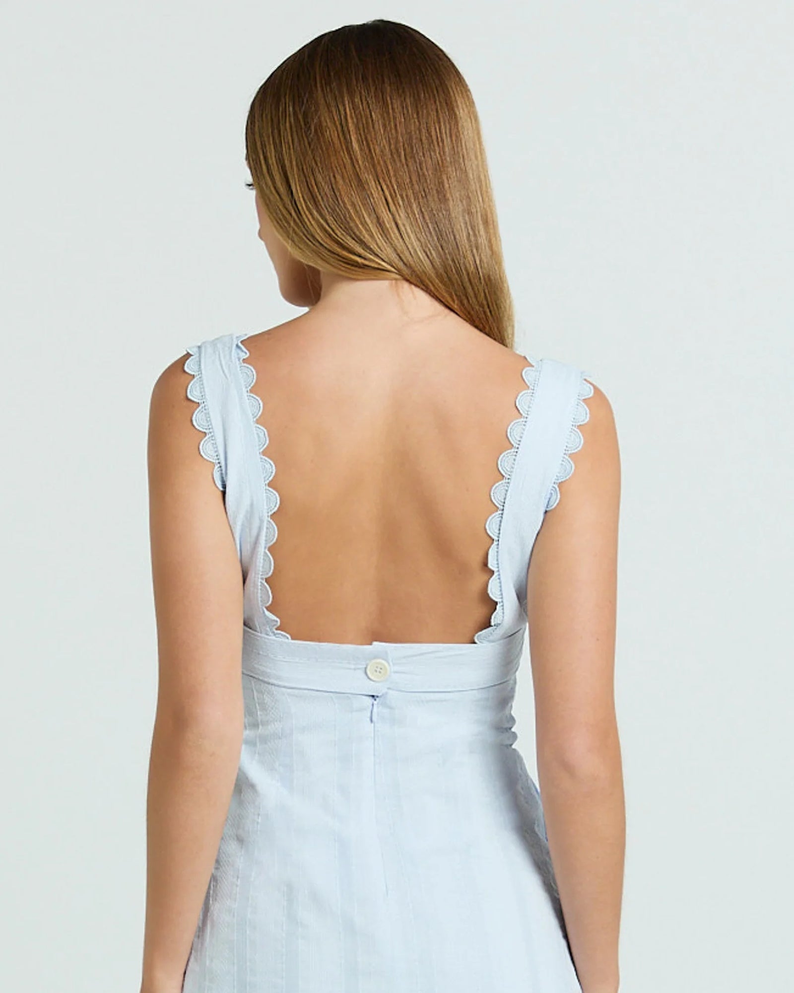 square neck lace trim a-line blue mini homecoming dress - image 2