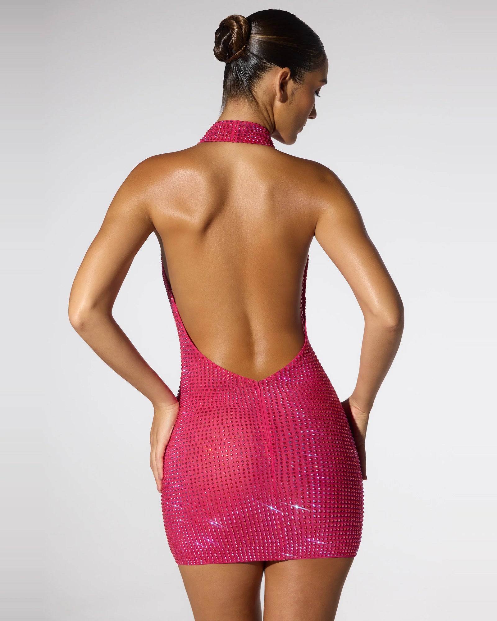 rhinestone halter cowl neck bodycon homecoming dress - image 2