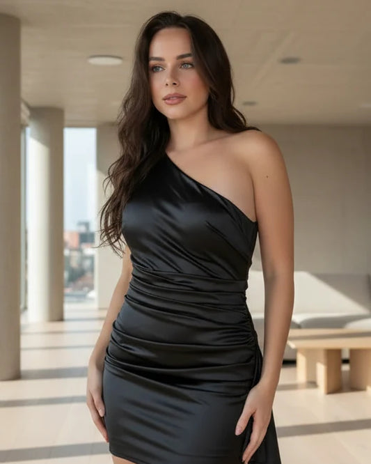 carsyn one shoulder black mini homecoming dress - image 2