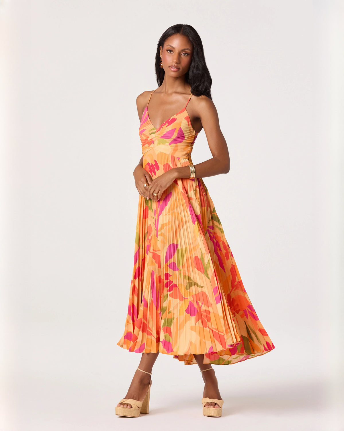 sleeveless chiffon a-line midi bridesmaid dress - image 2