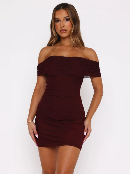 Burgundy mini homecoming dress, alternate view showing the bodice and skirt