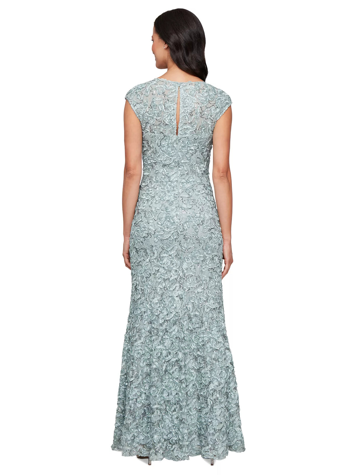 Dusty Blue mermaid floor-length formal dress with embroidery, alternate view