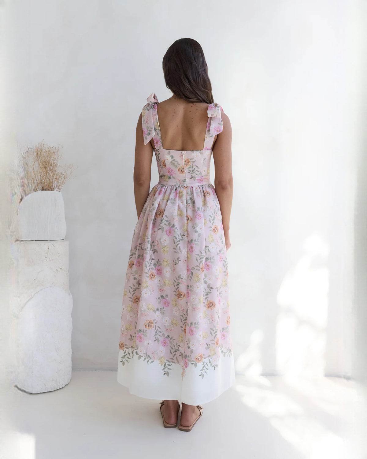 sleeveless satin a-line maxi bridesmaid dress - image 2