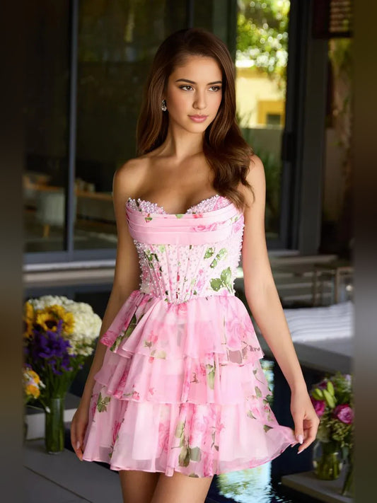 As Picture mini homecoming dress, back view showing the rear of the dress