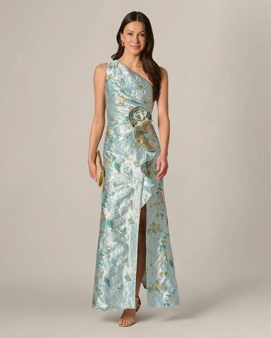 one-shoulder a-line maxi mother of the bride dress - image 2