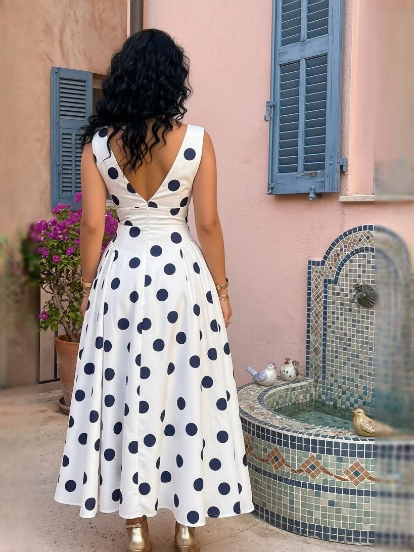 White & Black midi bridesmaid dress, alternate view showing the bodice and skirt