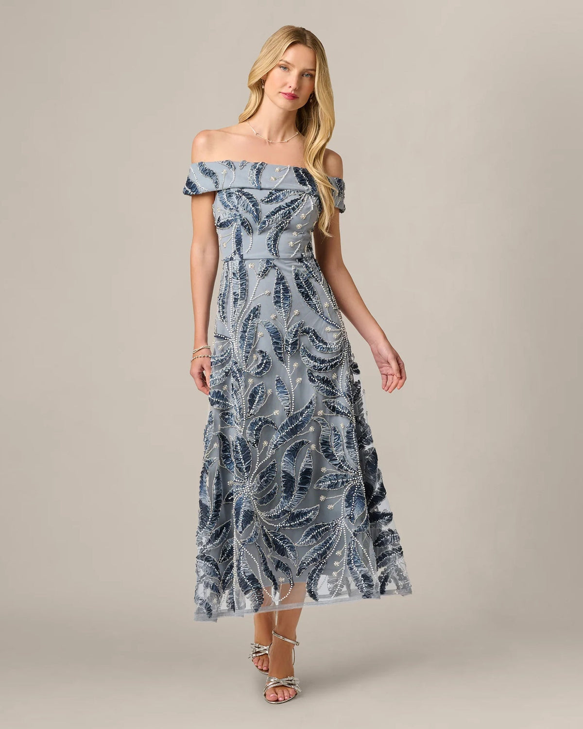 off-shoulder a-line maxi mother of the bride dress - image 2