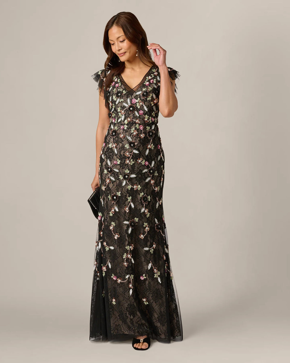 flutter-sleeve a-line maxi mother of the bride dress - image 2
